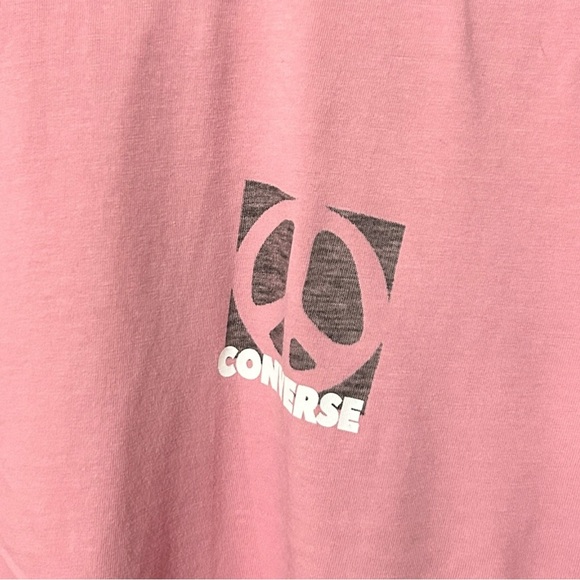 Converse Cropped T-shirts Women’s XL Short Sleeve Crew Neck Pink Graphic Logo - Picture 2 of 6